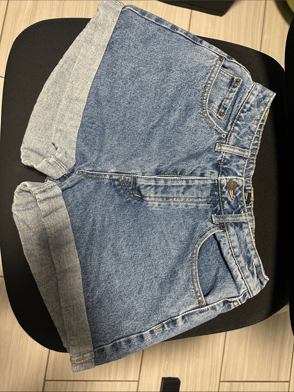 Forever 21 Light Blue High-Waist Denim Shorts